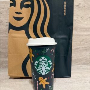Starbucks Christmas Hot Cup with White Lid